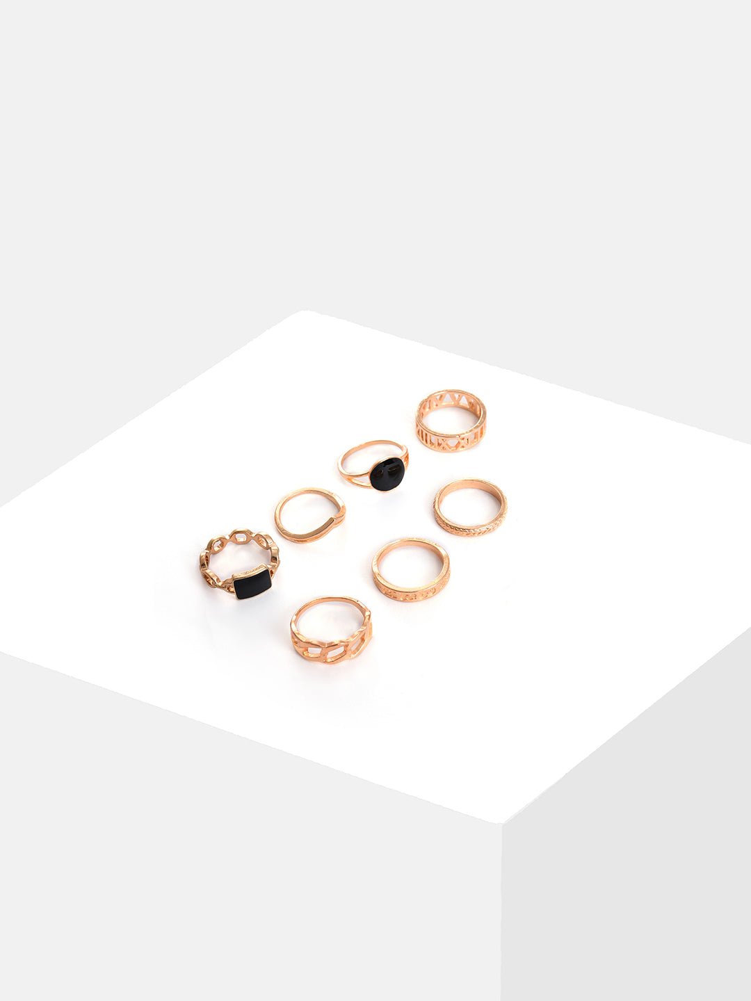Pack Of 6 Gold Plated Designer Stone Ring