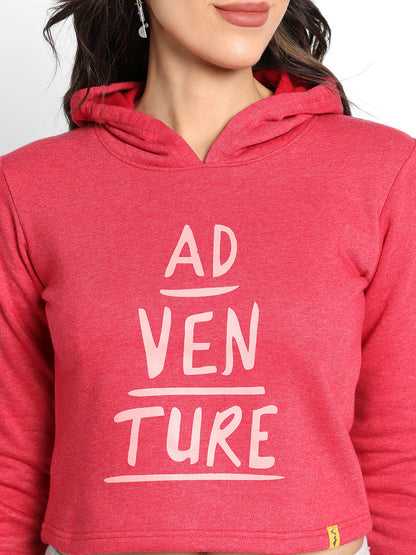 Red Adventure Hoodie With Contrast Drawstring