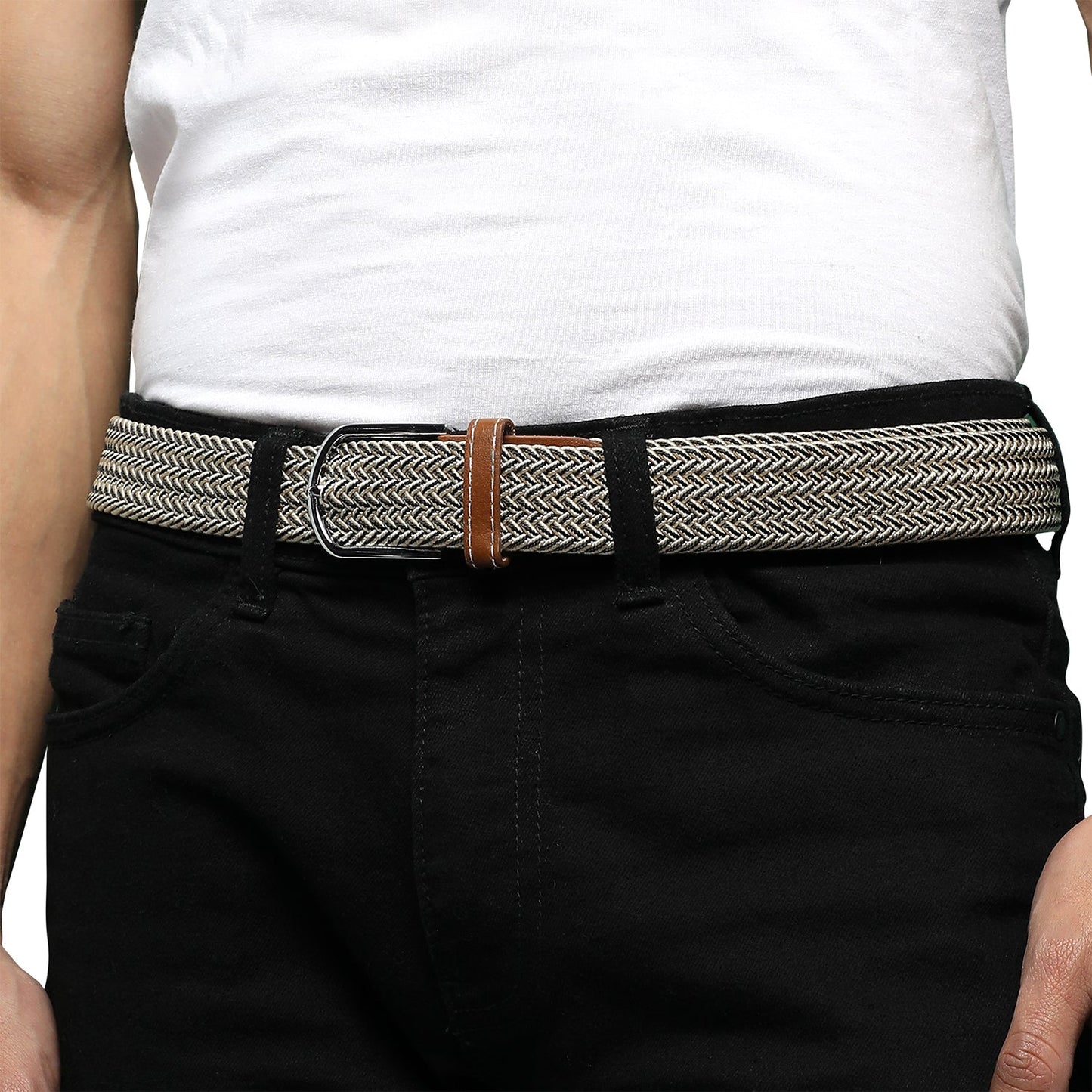 Brown Braided Casual Nylon Belt