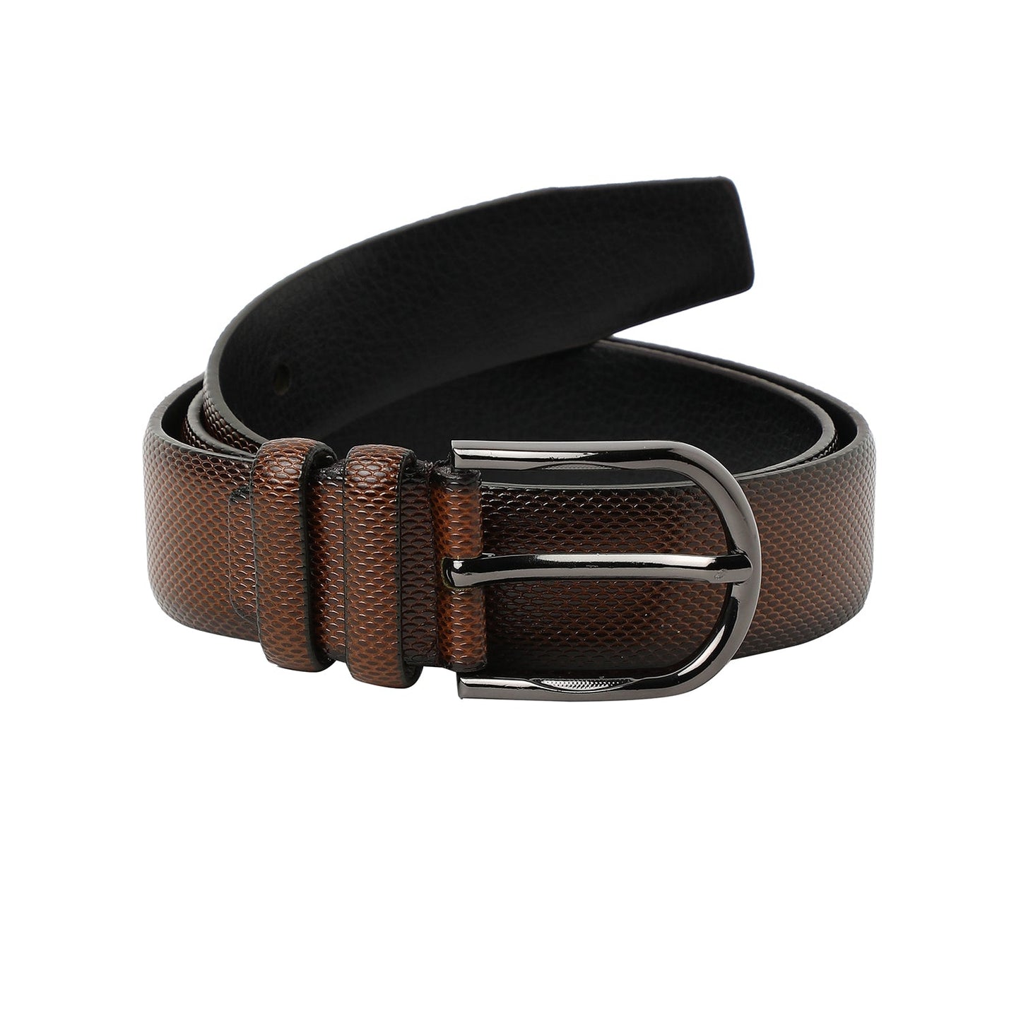 Brown Textured Formal Vegan Leather Leather Belt