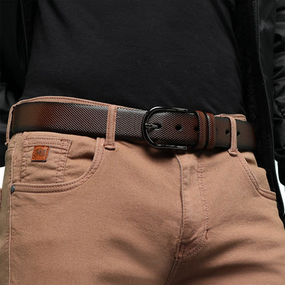 Brown Textured Formal Vegan Leather Leather Belt