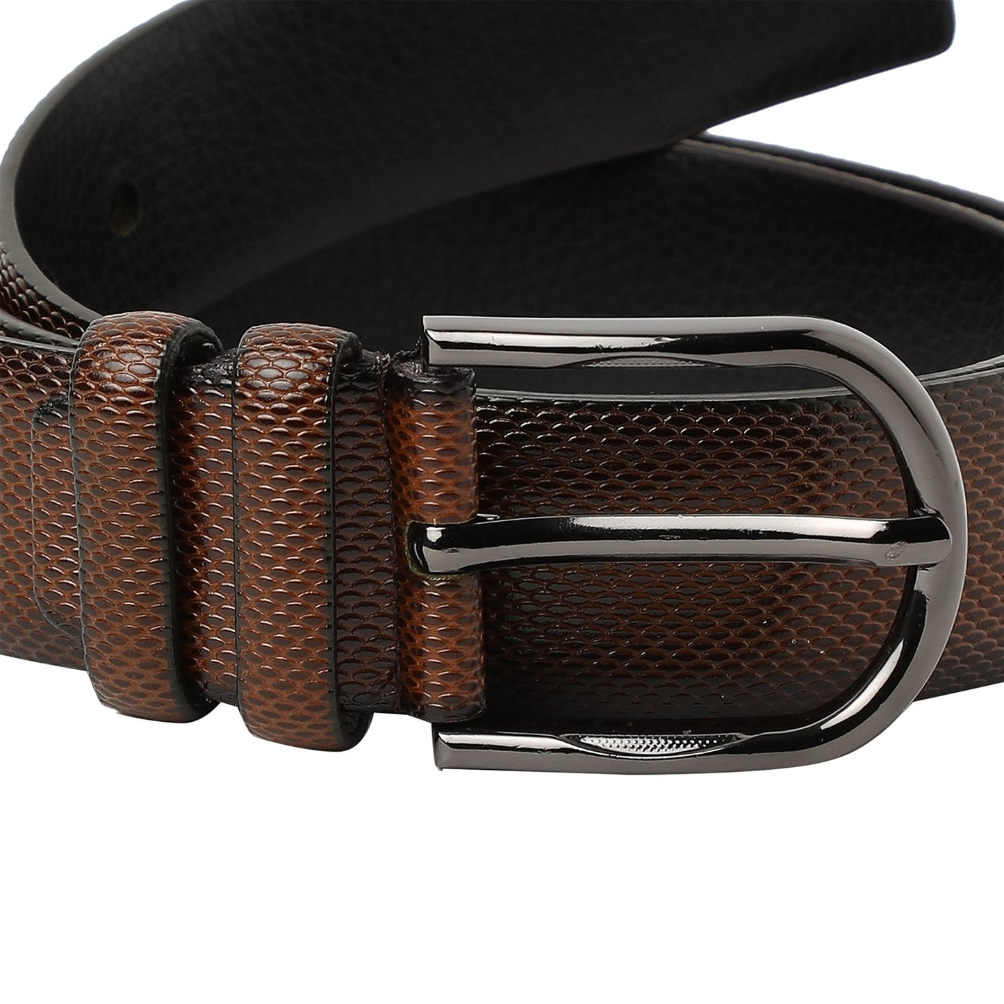 Brown Textured Formal Vegan Leather Leather Belt