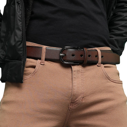 Brown Textured Formal Vegan Leather Leather Belt