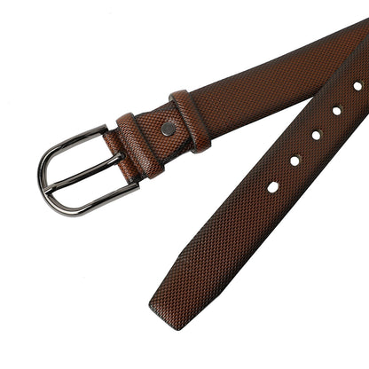 Brown Textured Formal Vegan Leather Leather Belt
