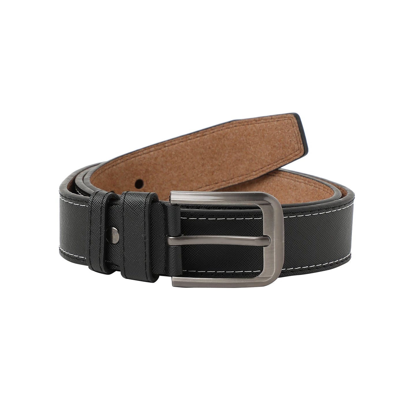 Black Textured Formal Vegan Leather Leather Belt