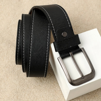 Black Textured Formal Vegan Leather Leather Belt