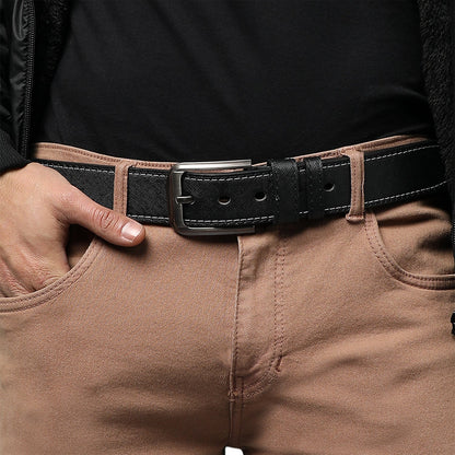 Black Textured Formal Vegan Leather Leather Belt