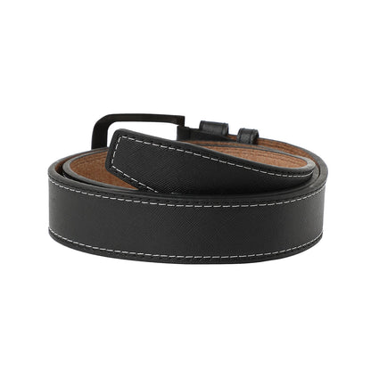 Black Textured Formal Vegan Leather Leather Belt