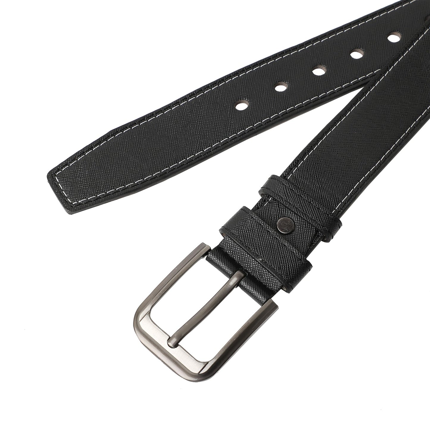 Black Textured Formal Vegan Leather Leather Belt