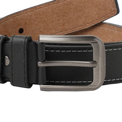 Black Textured Formal Vegan Leather Leather Belt