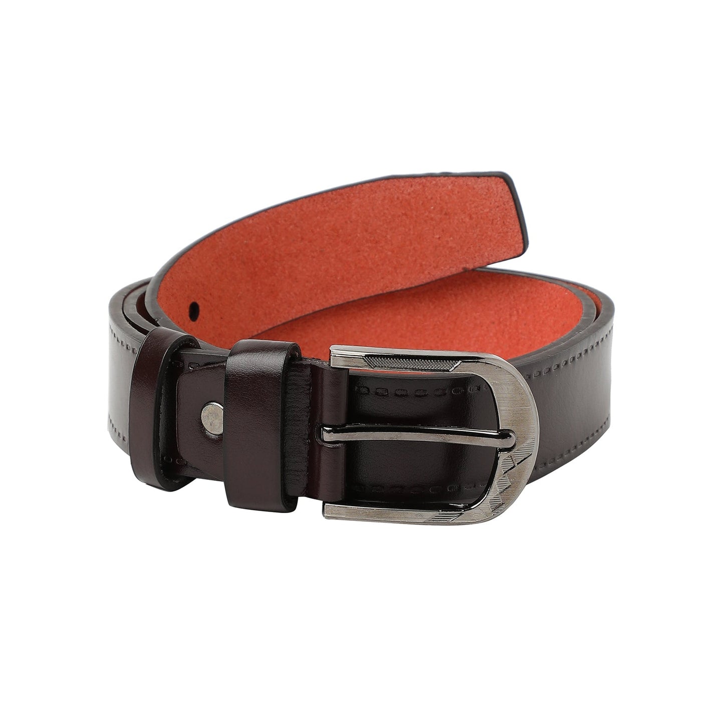Brown Solid Formal Vegan Leather Leather Belt