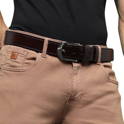 Brown Solid Formal Vegan Leather Leather Belt