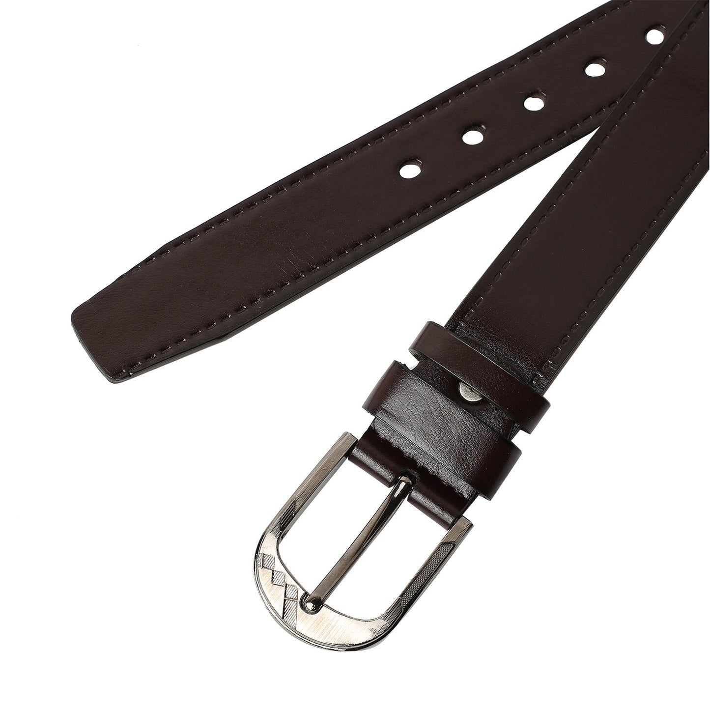 Brown Solid Formal Vegan Leather Leather Belt