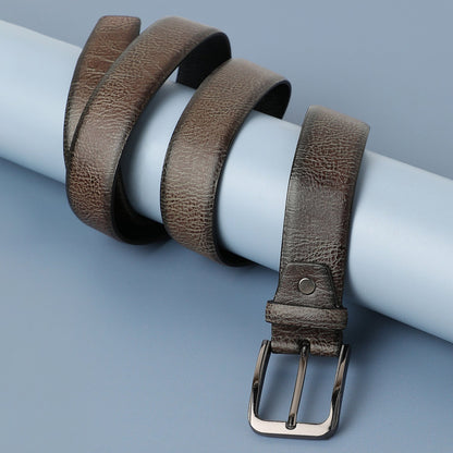 Brown Textured Formal Vegan Leather Leather Belt