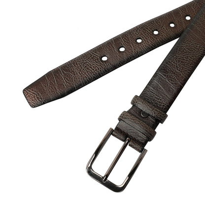 Brown Textured Formal Vegan Leather Leather Belt