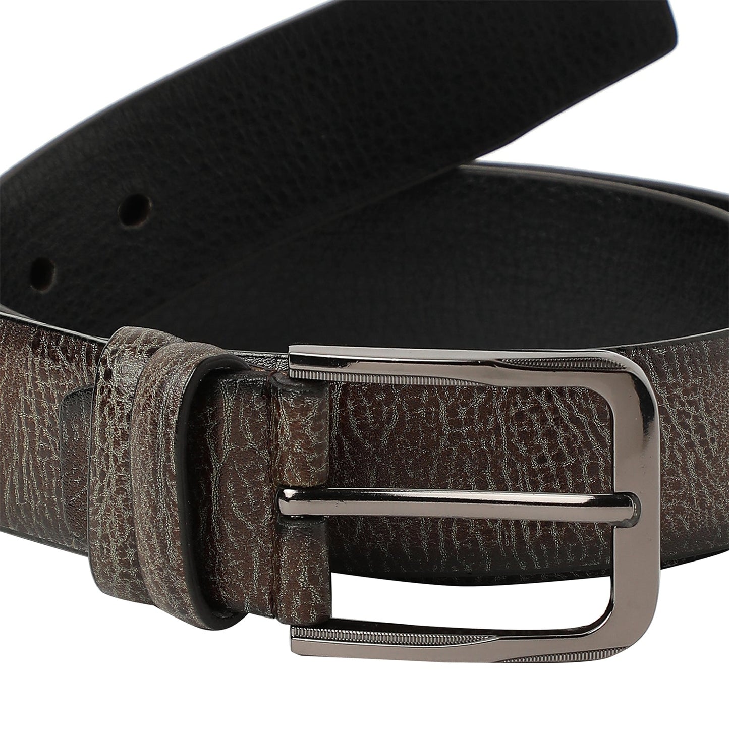Brown Textured Formal Vegan Leather Leather Belt