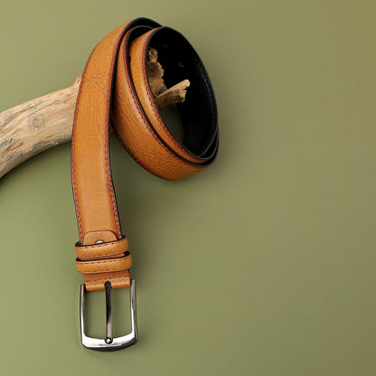 Mustard Textured Formal Vegan Leather Leather Belt