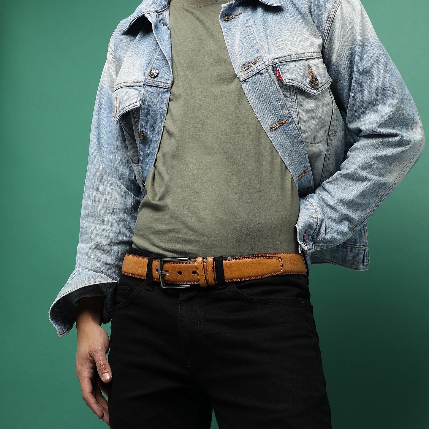 Mustard Textured Formal Vegan Leather Leather Belt