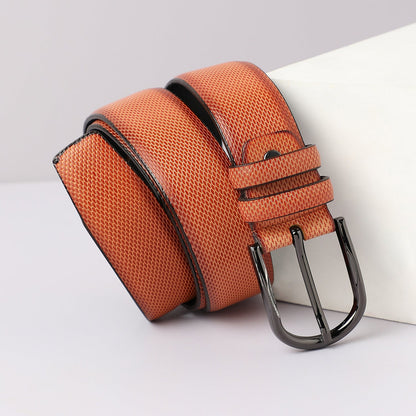 Brown Textured Formal Vegan Leather Leather Belt