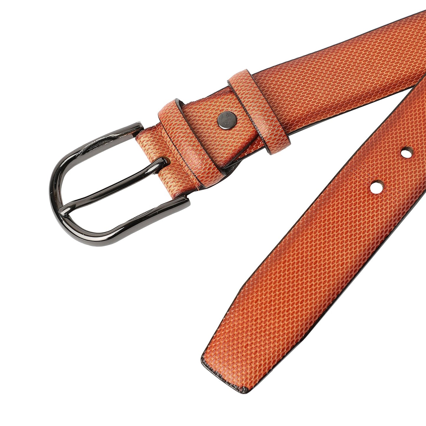 Brown Textured Formal Vegan Leather Leather Belt