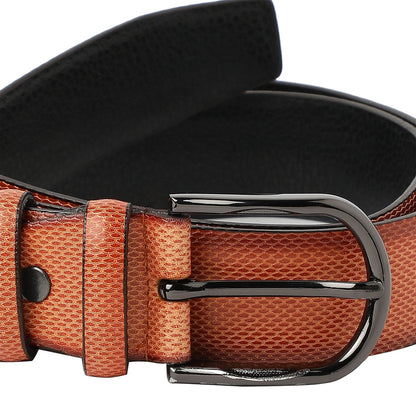 Brown Textured Formal Vegan Leather Leather Belt
