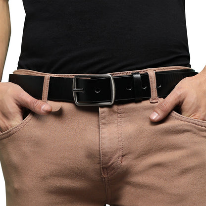 Black Textured Formal Vegan Leather Leather Belt