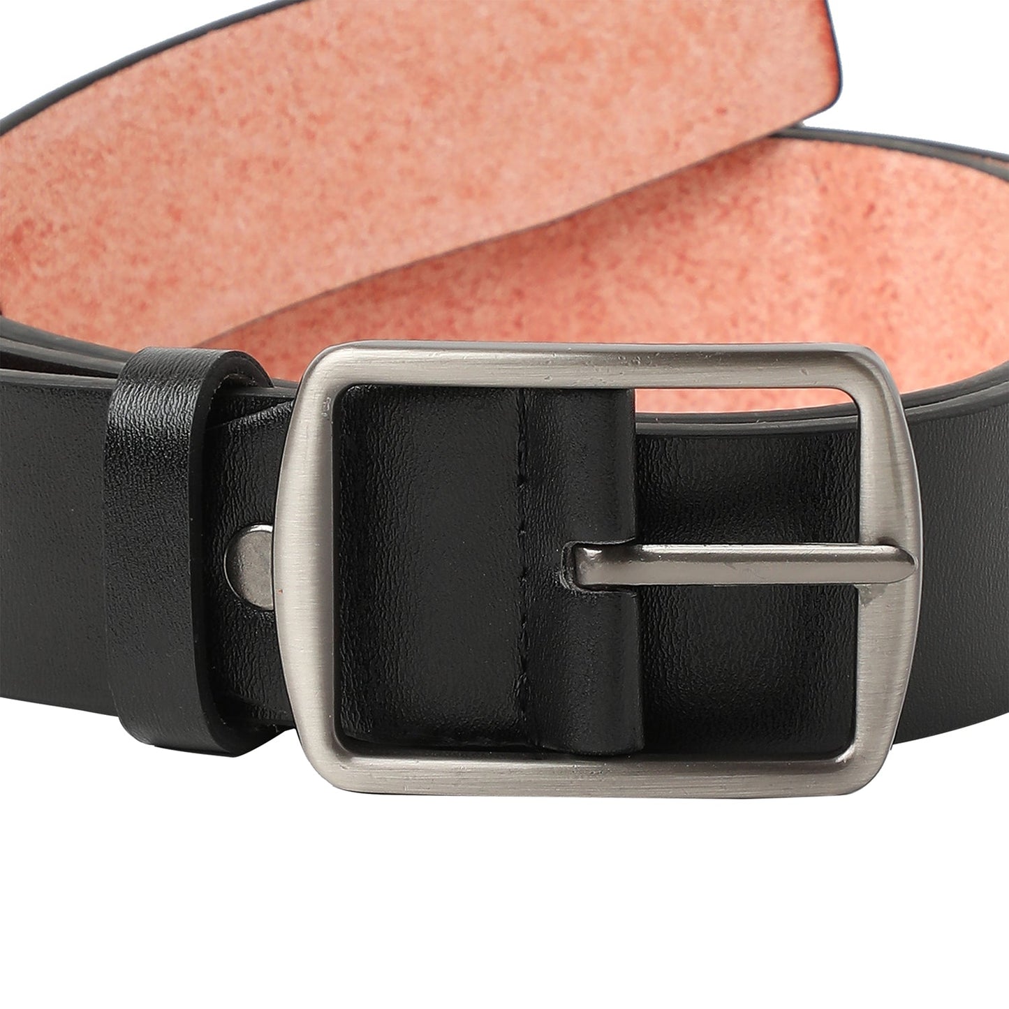 Black Textured Formal Vegan Leather Leather Belt