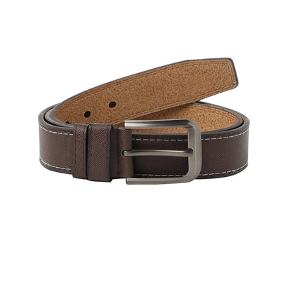 Brown Textured Formal Vegan Leather Leather Belt