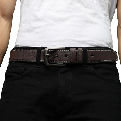 Brown Textured Formal Vegan Leather Leather Belt