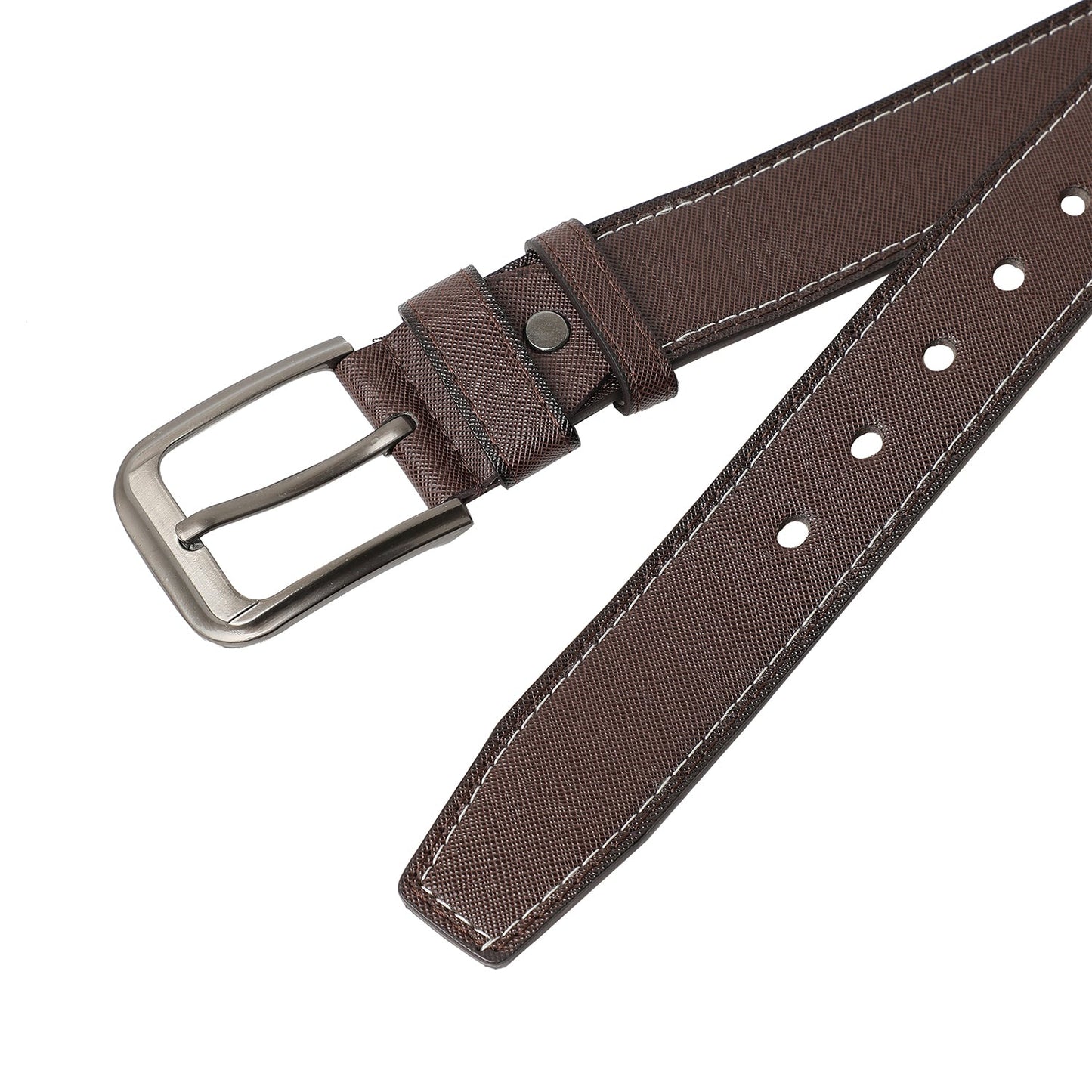 Brown Textured Formal Vegan Leather Leather Belt