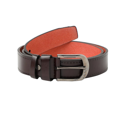 Brown Solid Formal Vegan Leather Leather Belt
