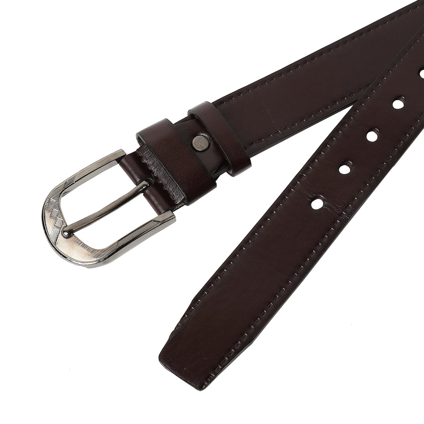 Brown Solid Formal Vegan Leather Leather Belt