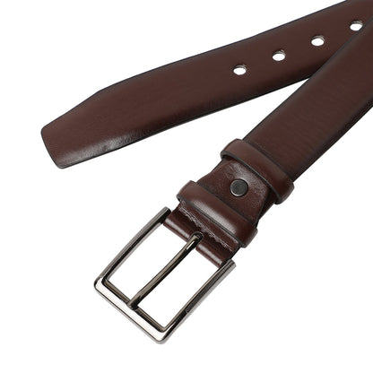 Brown Solid Formal Vegan Leather Leather Belt