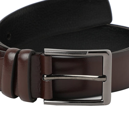Brown Solid Formal Vegan Leather Leather Belt