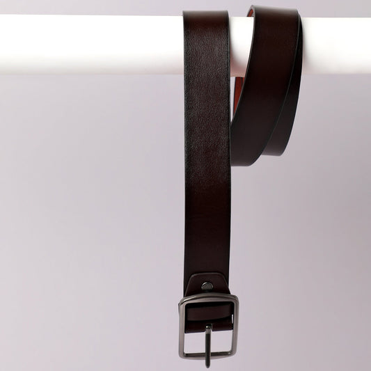 Brown Textured Formal Vegan Leather Leather Belt