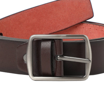 Brown Textured Formal Vegan Leather Leather Belt