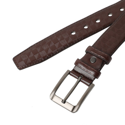 Brown Textured Formal Vegan Leather Leather Belt