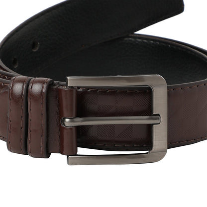 Brown Textured Formal Vegan Leather Leather Belt