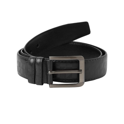 Black Textured Formal Vegan Leather Leather Belt