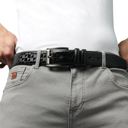 Black Textured Formal Vegan Leather Leather Belt