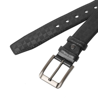 Black Textured Formal Vegan Leather Leather Belt