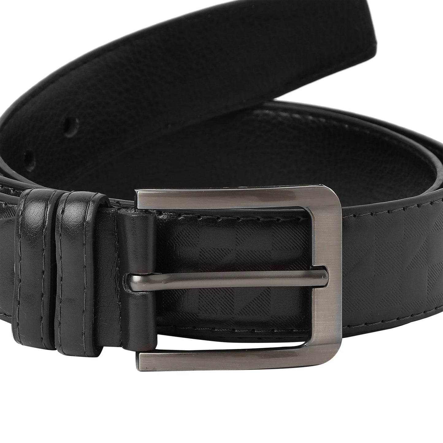 Black Textured Formal Vegan Leather Leather Belt