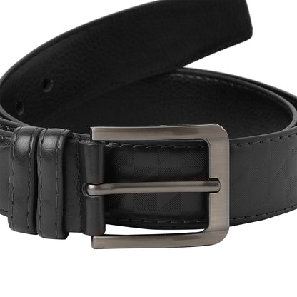 Black Textured Formal Vegan Leather Leather Belt