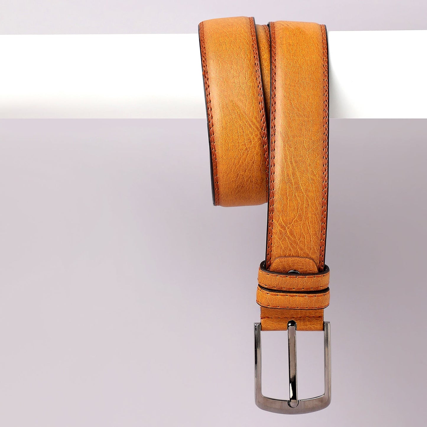 Mustard Textured Formal Vegan Leather Leather Belt
