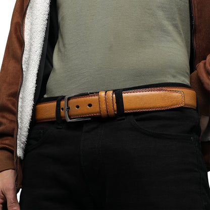 Mustard Textured Formal Vegan Leather Leather Belt