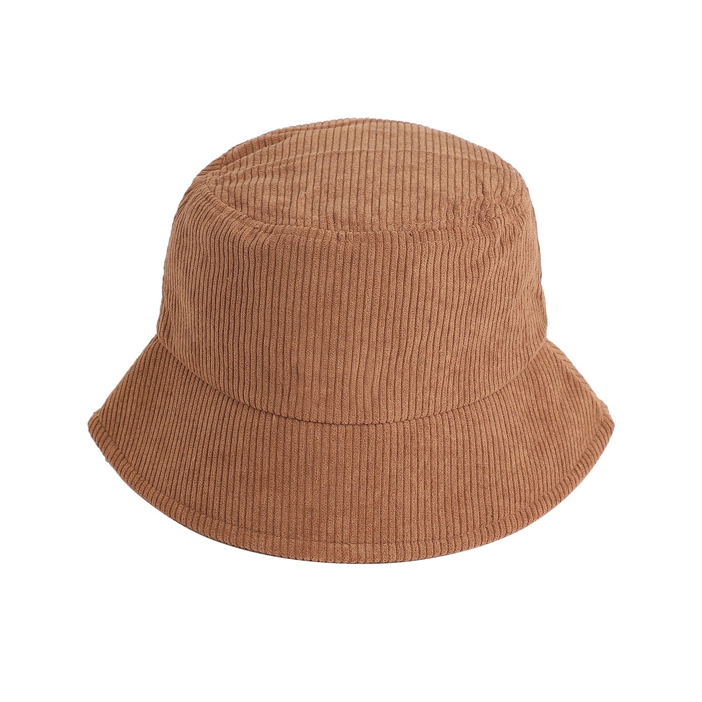 Beige Solid Corduroy Bucket Hat