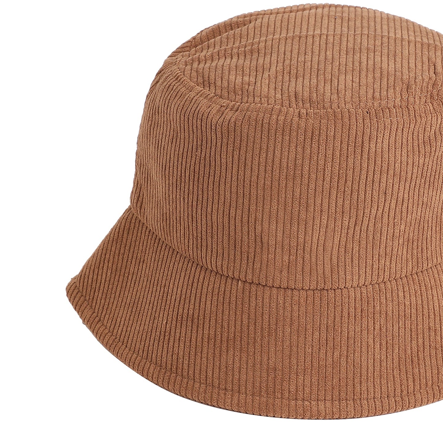 Beige Solid Corduroy Bucket Hat