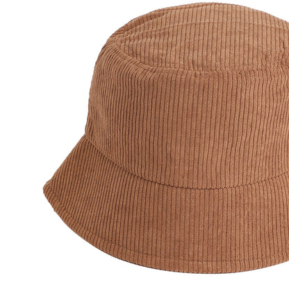 Beige Solid Corduroy Bucket Hat