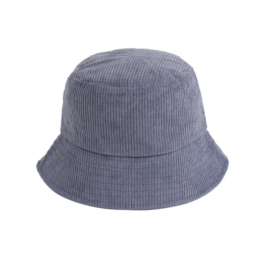 Blue Solid Corduroy Bucket Hat