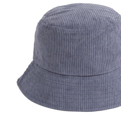 Blue Solid Corduroy Bucket Hat
